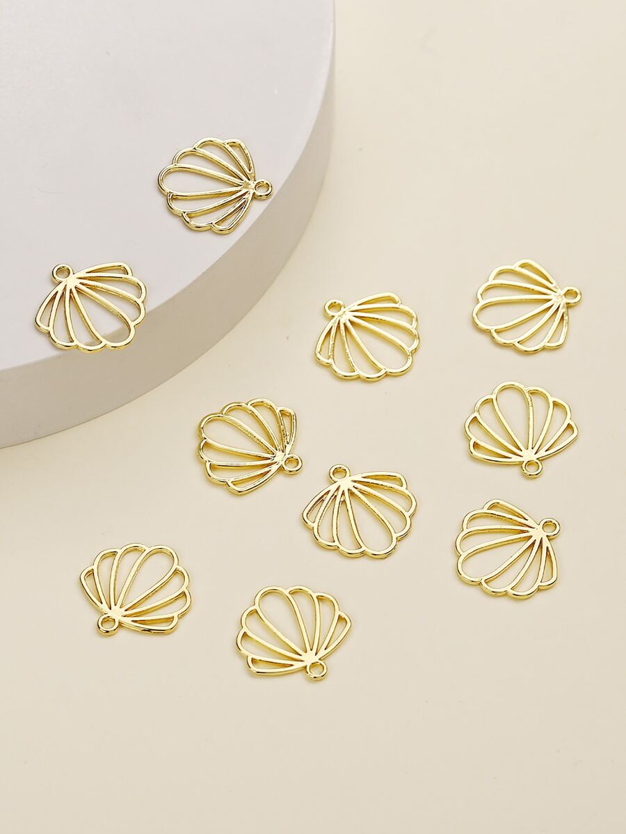 10入組貝殼DIY掛飾假期裝飾 - 金黃色 - 查看 1