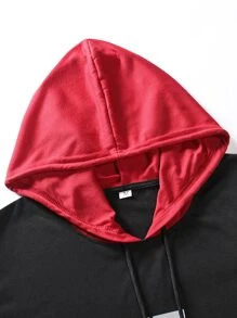 Manfinity Homme 男士反光字母圖案雙色抽繩連帽T恤 - 黑色 - 查看 5