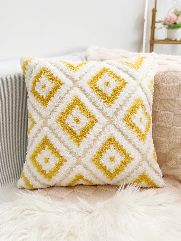 1pc Bohemian Style Square Plush Pillowcase For Living Room And Bedroom, All Seasons