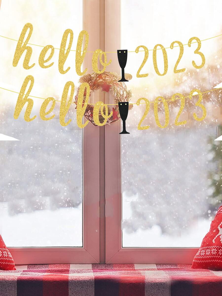 1pc Glitter Year Number & Letter Graphic Pull Flag