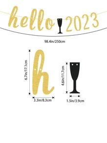 1pc Glitter Year Number & Letter Graphic Pull Flag