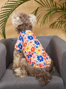 1pc Floral Print Pet Tee - Multicolor - View 2