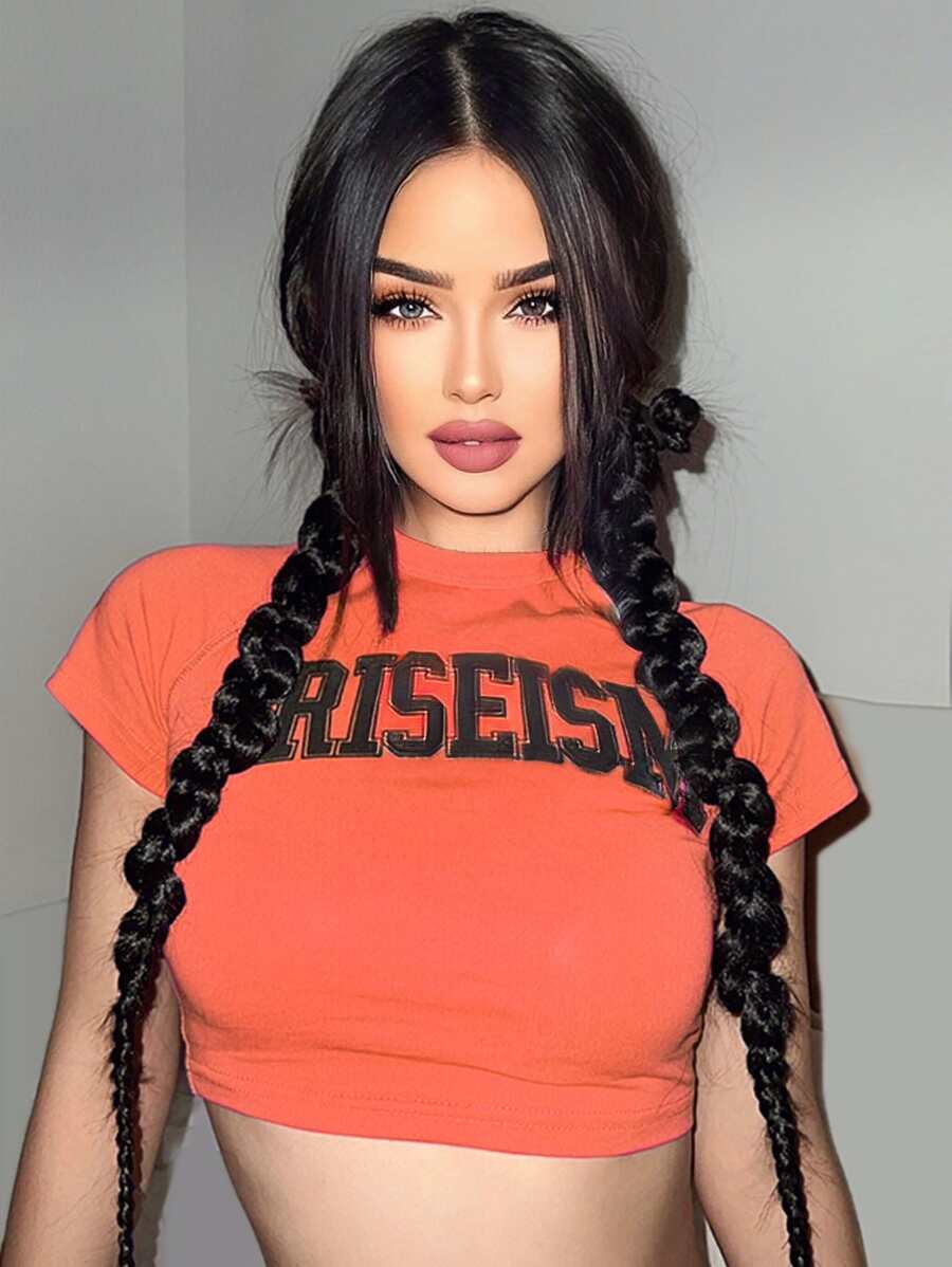 2pcs Long Braided Ponytail Synthetic Hair Extension - Black - View 1