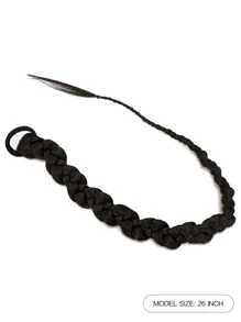 2pcs Long Braided Ponytail Synthetic Hair Extension - Black - View 2