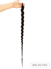 2pcs Long Braided Ponytail Synthetic Hair Extension - Black - View 4