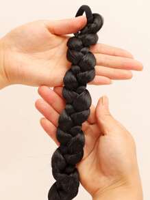 2pcs Long Braided Ponytail Synthetic Hair Extension - Black - View 6