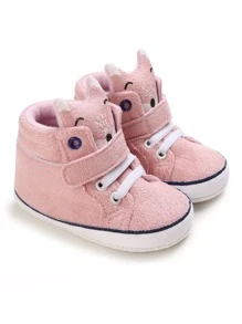 嬰兒卡通設計魔術貼靴子 - 粉色 - 查看 3