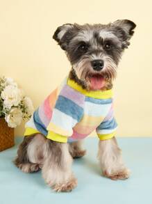 Color Block Plush Pet Sweatshirt - Multicolor - View 1