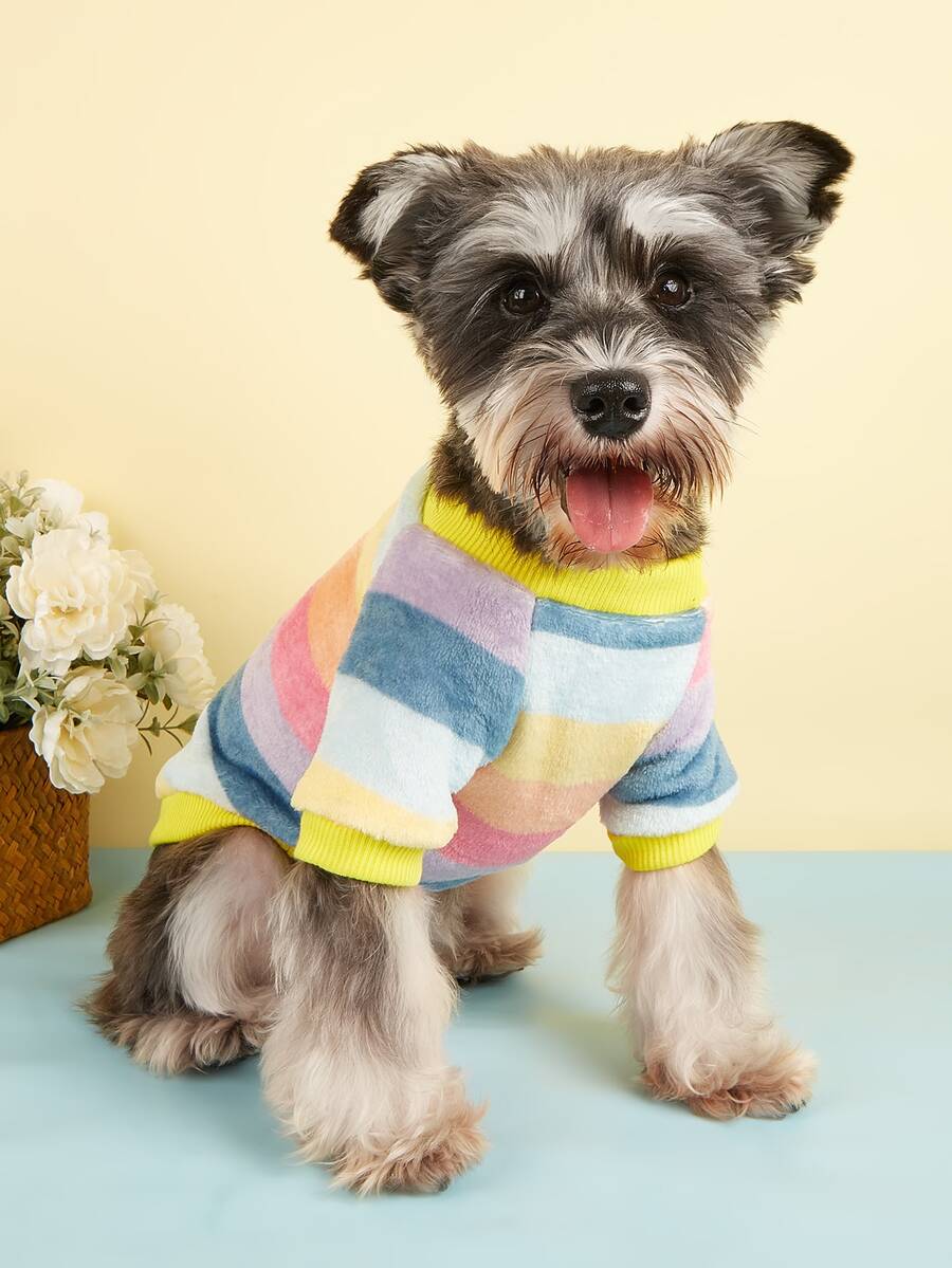 Color Block Plush Pet Sweatshirt - Multicolor - View 1