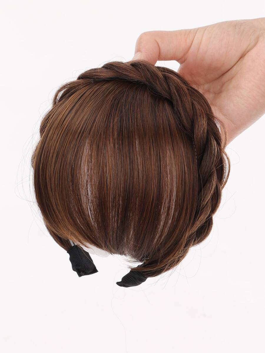 Short Straight Synthetic Hair Bangs With Hair Hoop - Light Brown - View 1