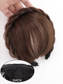 Short Straight Synthetic Hair Bangs With Hair Hoop - Light Brown - View 5