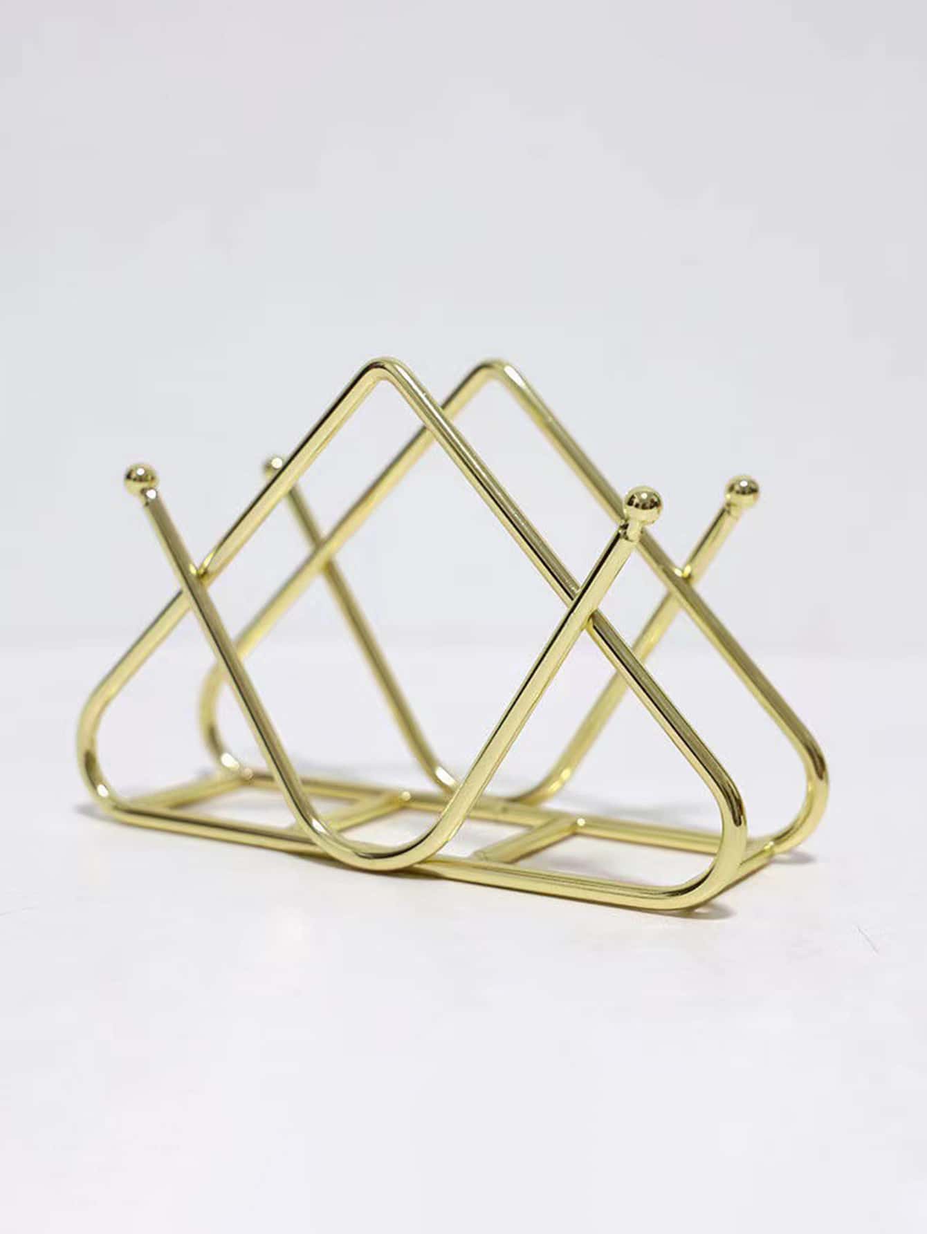 1pc Solid Color Napkin Holder - Gold - View 1