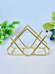 1pc Solid Color Napkin Holder - Gold - View 2
