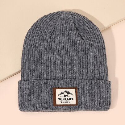 Letter Patch Decor Cuff Beanie