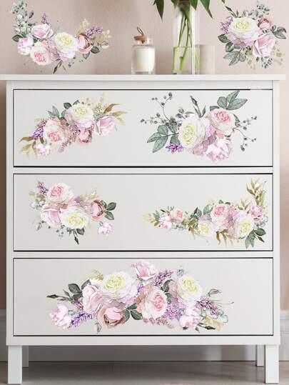 1set Flower Pattern Wall Sticker, Stickers, Wall Decal, Vinyl Decal For Home Decorations, Spring Decoration Items Refresh Your Home, Rama Decoration Stickers Gifts Birthday Graduation