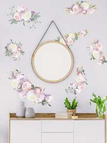 1set Flower Pattern Wall Sticker, Stickers, Wall Decal, Vinyl Decal For Home Decorations, Spring Decoration Items Refresh Your Home, Rama Decoration Stickers Gifts Birthday Graduation - Multicolor - View 3