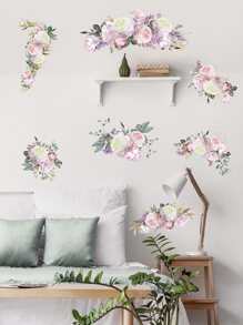 1set Flower Pattern Wall Sticker, Stickers, Wall Decal, Vinyl Decal For Home Decorations, Spring Decoration Items Refresh Your Home, Rama Decoration Stickers Gifts Birthday Graduation - Multicolor - View 5