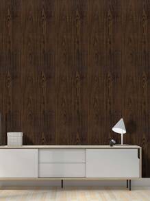 1pc Wooden Pattern Wall Paper, Boho PVC Wall Adhesive Roll For Home Decoration - Coffee Brown - View 3