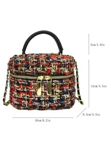 Lightweight,Business Casual Lightweight, Portable Casual, Fashion Mini Plaid Pattern Tweed Bucket Bag For Girls, Women, College Students, Rookies & White-collar Workers For Fall, Winter Essential, For Work, Office, Commute, College, For Autumn & Winter, Outdoors For Teen Girls Women College Students,Rookies & White-collar Workers Perfect for Office,College,Work ,Business,Commute,Outdoors, Travel, Outings