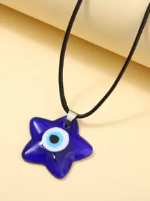 邪惡之眼細節星形墜飾項鍊 - 寶藍色 - 查看 1