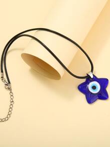 邪惡之眼細節星形墜飾項鍊 - 寶藍色 - 查看 2