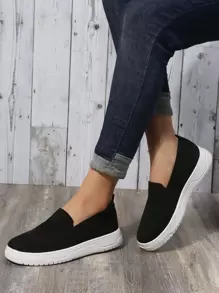 Minimalist Slip-On Shoes - Black - View 1