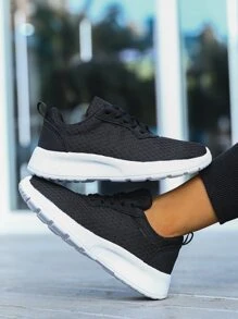 Niños Zapatos de atletismo panel con malla - Negro - Ver 2