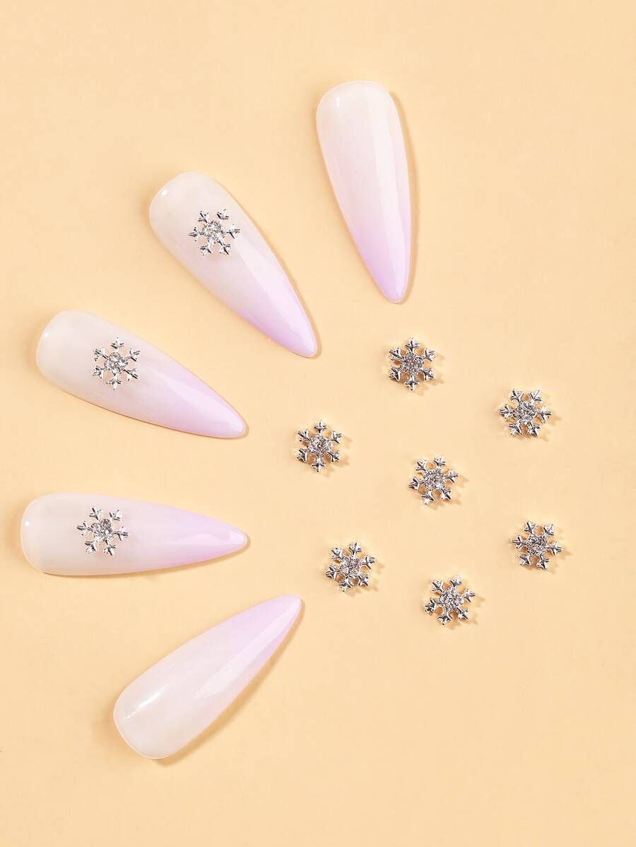 10pcs Snowflake Design Nail Art Decoration - Silver - View 1