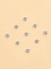 10pcs Snowflake Design Nail Art Decoration - Silver - View 3