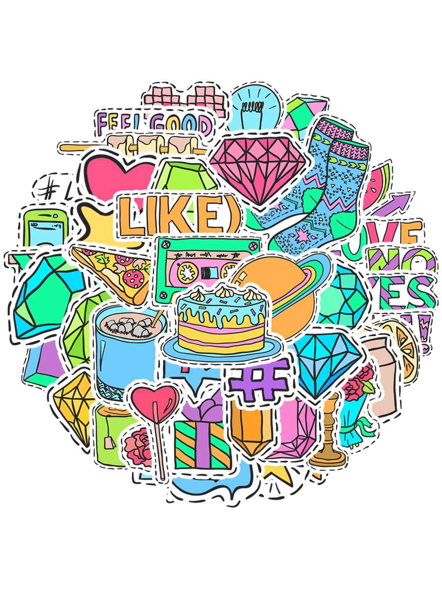 59 cái Hình dán Đồ họa Hoạt hình - Nhiều màu - Xem 1