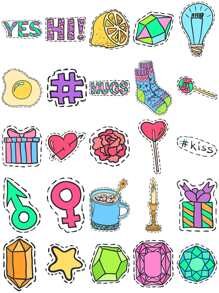 59 cái Hình dán Đồ họa Hoạt hình - Nhiều màu - Xem 3