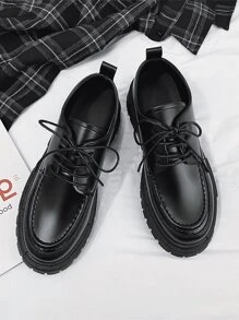 Giày cưới nam màu trơn Ren lên - màu đen - Xem 2