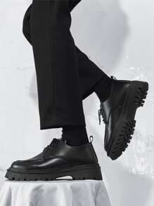 Giày cưới nam màu trơn Ren lên - màu đen - Xem 3