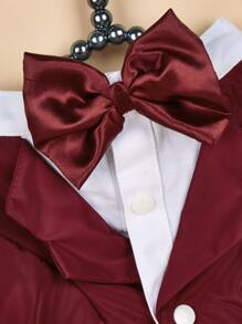 1入組蝴蝶結裝飾寵物外套 - 酒紅色 - 查看 5