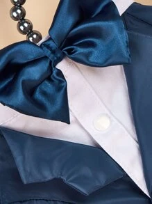 1pc Blue Dog Wedding Celebration Bow Tie Tuxedo Style Sturdy 2 In 1 Multi-Color Button Pet Shirt Suit - Blue - View 6