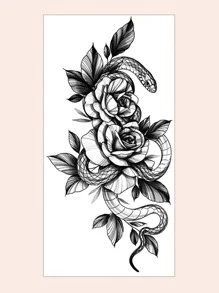 (một Mảnh Tóc) Hình Xăm Họa Tiết Rắn Chống Thấm Nước Và Lâu Dài Mô Phỏng Hình Xăm Gợi Cảm Cá Nhân Hóa - màu đen - Xem 1