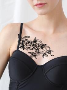 (một Mảnh Tóc) Hình Xăm Họa Tiết Rắn Chống Thấm Nước Và Lâu Dài Mô Phỏng Hình Xăm Gợi Cảm Cá Nhân Hóa - màu đen - Xem 3