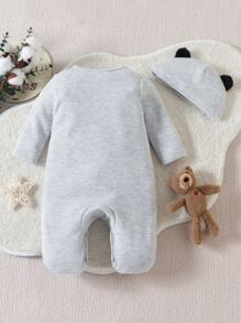 Đứa bé trai Đồ họa Hoạt hình Áo liền quần ngủ có chân Với mũ - Xám - Xem 2