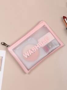 1 túi mỹ phẩm có chữ lồng - Hồng - Xem 1