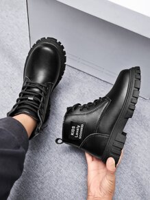 Niños Botas de combate con cordón delantero - Negro - Ver 3