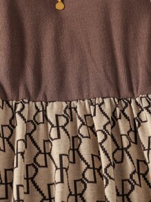 Tween Girl Geo Graphic Mock Neck Dress - Multicolor - View 4