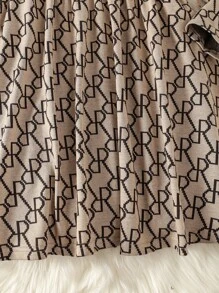 Tween Girl Geo Graphic Mock Neck Dress - Multicolor - View 6