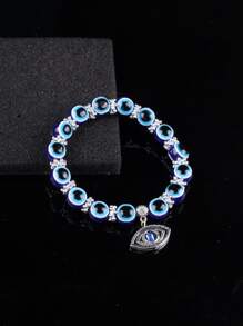 1pc Vintage Blue Eye Beads Hamsa Hand Bracelet Fashion Evil Eye Bracelet For Men Women - Multicolor - View 3