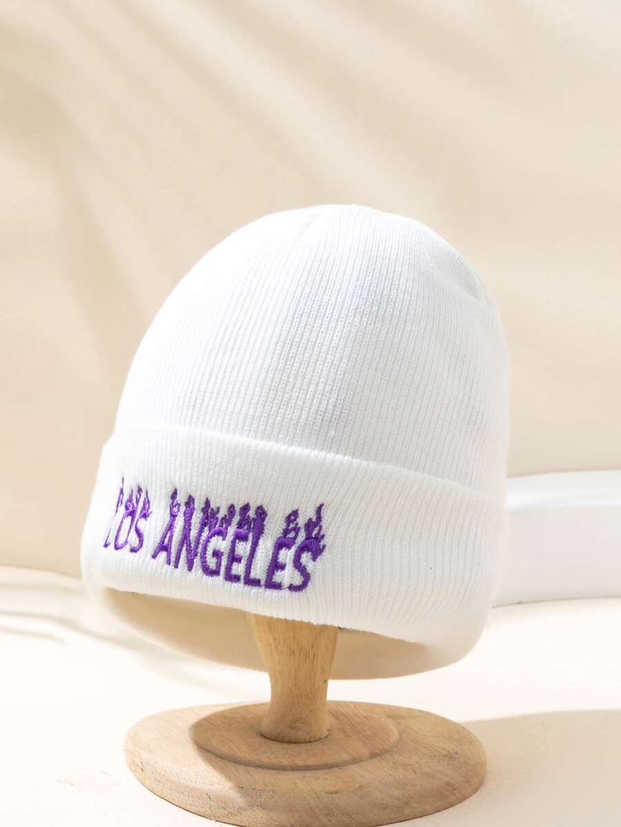 1 件男女通用 Y2K 风格刺绣字母针织帽，百搭户外休闲冬季帽，适合日常通勤