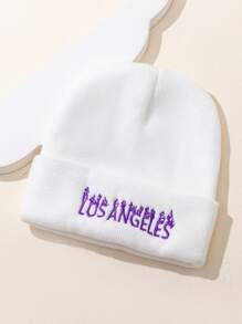 1 件男女通用 Y2K 风格刺绣字母针织帽，百搭户外休闲冬季帽，适合日常通勤