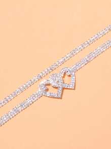 2 cái Rhinestone Heart Decor Anklet - Bạc - Xem 2