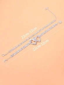 2 cái Rhinestone Heart Decor Anklet - Bạc - Xem 3