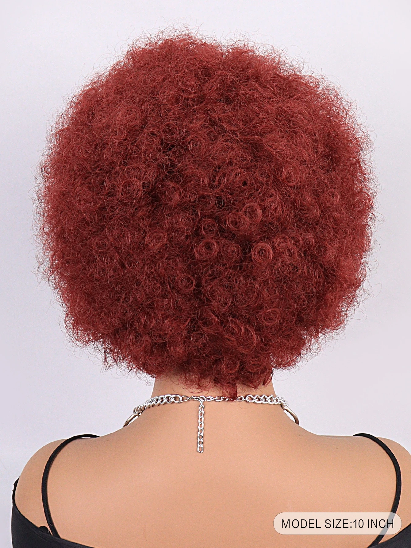 Miniatura 3 de Peluca sintética corto rizado con tupe Burdeos