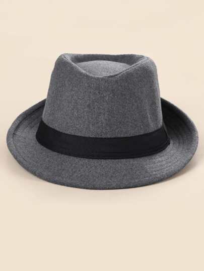 1pc Men's Grey Wool Hat