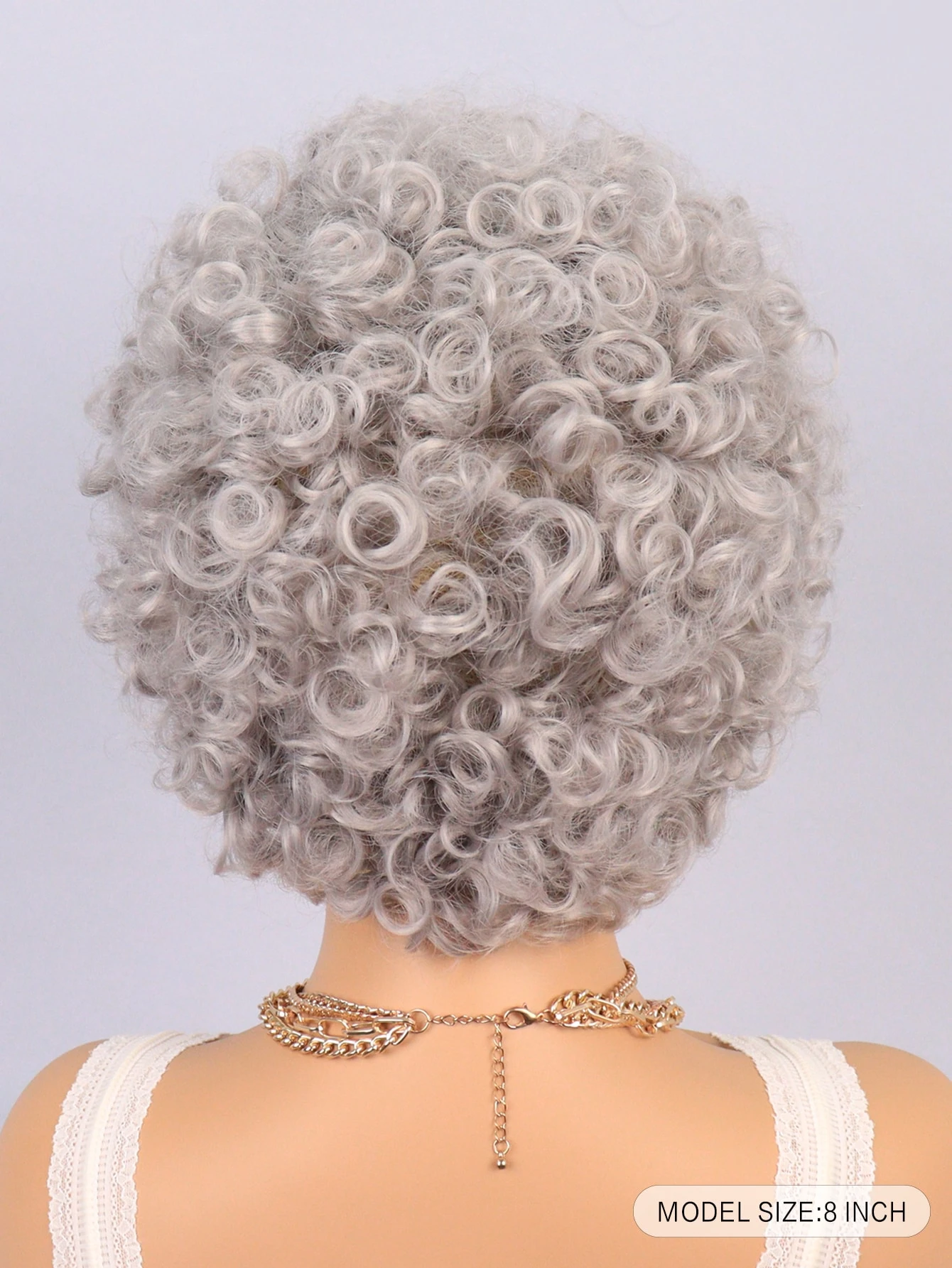 Miniatura 5 de Peluca sintética corto rizado con tupe Gris